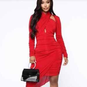 Fashion Nova Everything You Wanted Cut Out Red Midi Dress